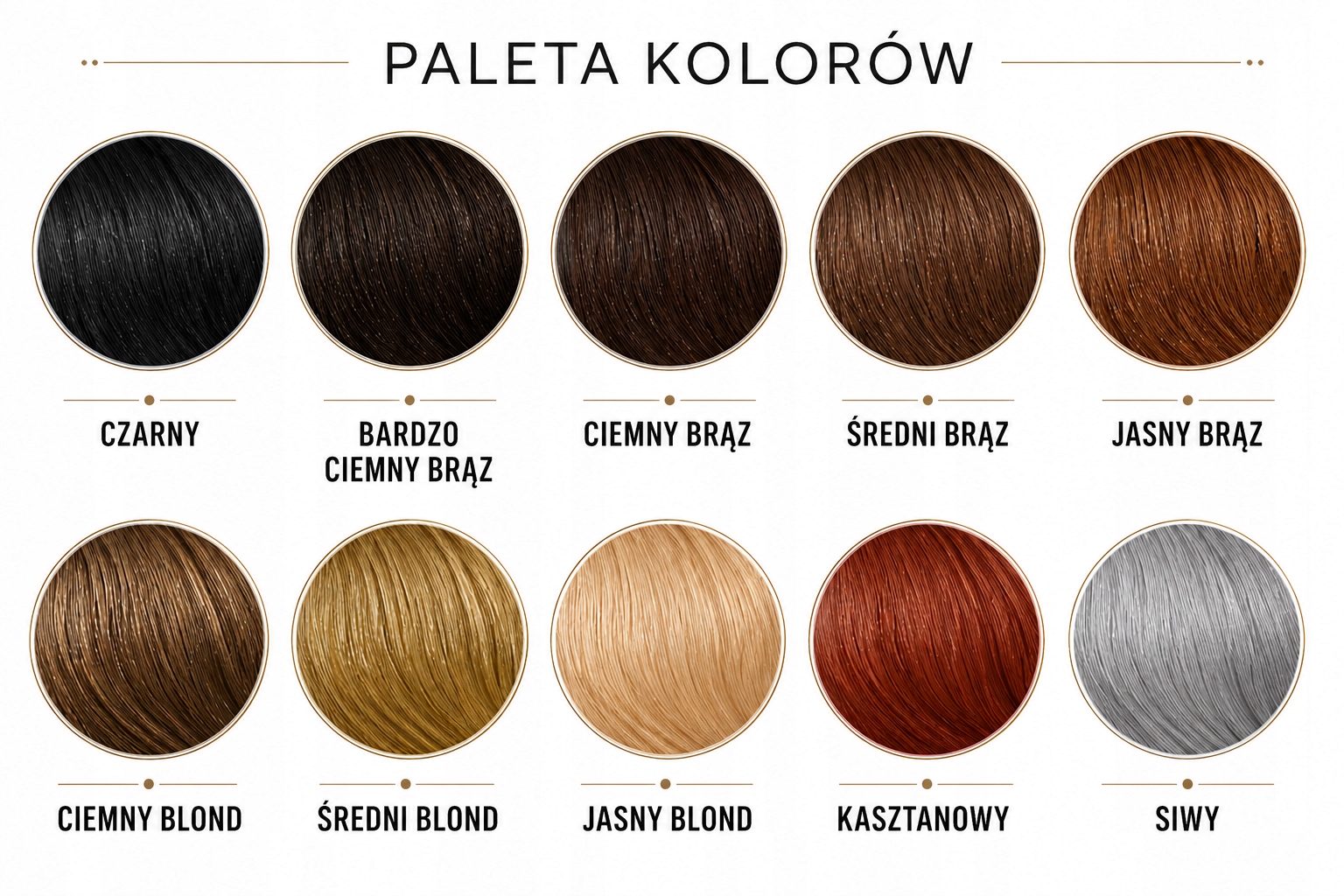 Paleta 10 dostępnych odcieni Avenis Thickening Spray
