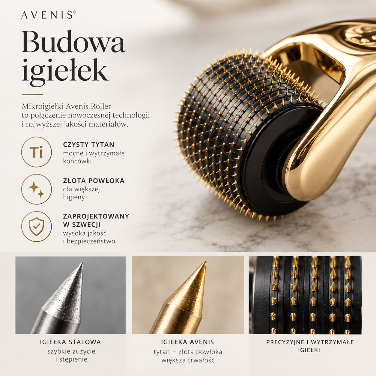 Tytanowe mikroigiełki Avenis Roller